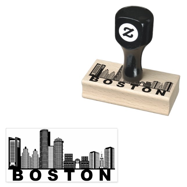 Sello De Caucho Boston Skyline Silhouette  (Sellado)