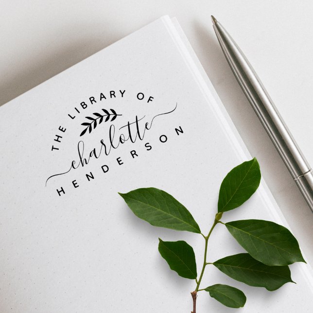 Sello De Caucho Botánica Clásica Elegante De La Biblioteca Del Lib (Subido por el creador)