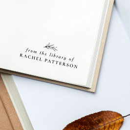 Sello De Caucho Botánica Simple De La Biblioteca De Nombre Persona