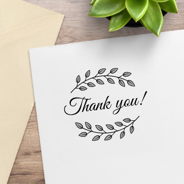 Sello De Caucho Botanical Wreath Top Bottom Thank You (Subido por el creador)