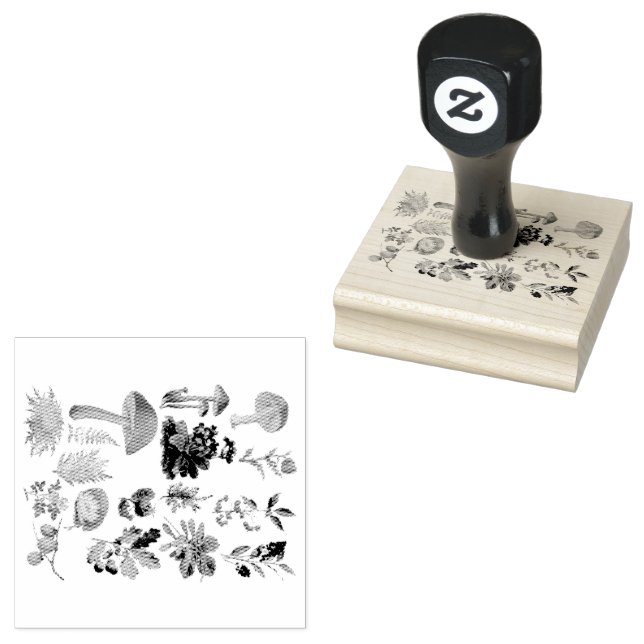 Sello De Caucho Botánicos y hongos de época (Sellado)