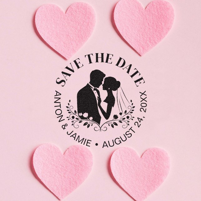 Sello De Caucho Bride And Groom Save The Date Wedding Date Names (Subido por el creador)