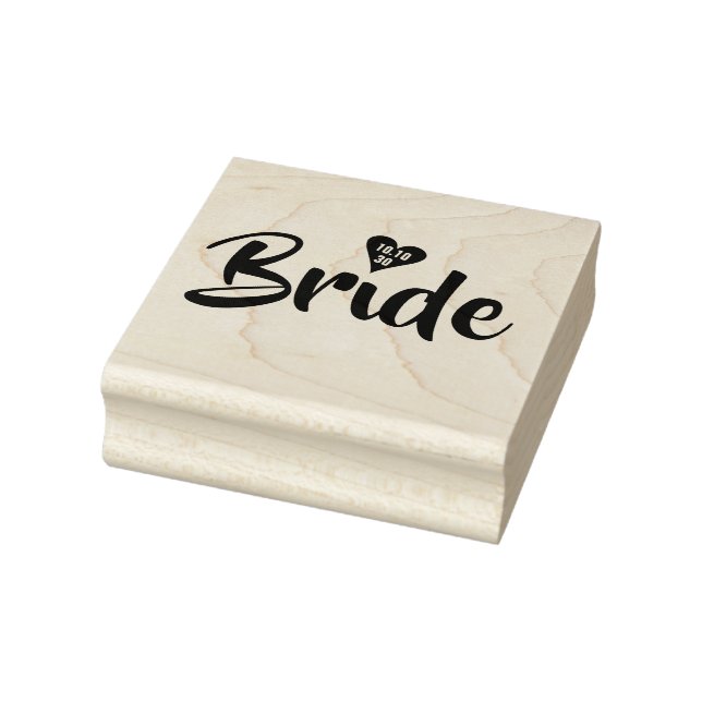 Sello De Caucho Bride Date Heart Personalizado (Sello)