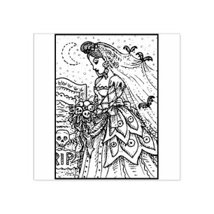 Sello De Caucho BRIDE DE HALLOWEB DE gótico, BAT VEIL RUBBER STAMP
