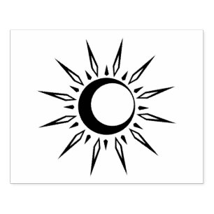 Sello De Caucho Brillante Sun Crescent Moon Thunder_Cove