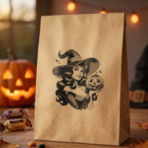 Bruja de Halloween Vintage Calabaza Retro