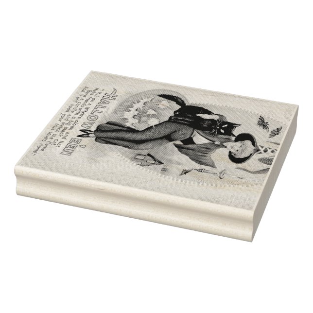 Sello De Caucho Bruja de Halloween y gato negro (Sello)