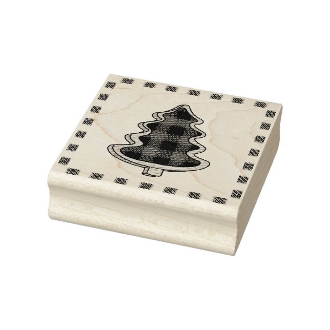 Sello De Caucho Buffalo Plaid, Red Gingham Christmas Trees (Sello)