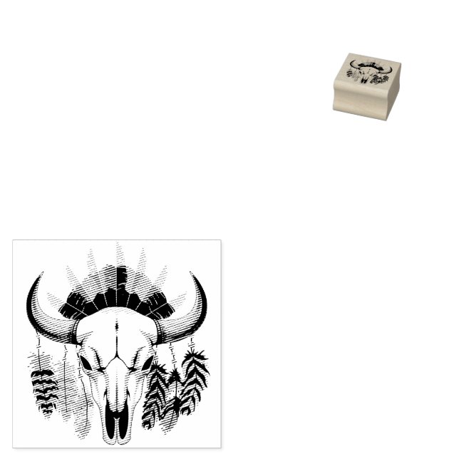 Sello De Caucho Buffalo Skull Native American Emblem (Sellado)
