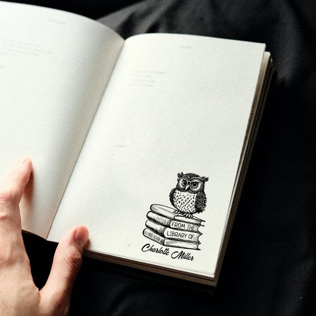 Sello De Caucho Búho de libro personalizado De la biblioteca de  (Subido por el creador)