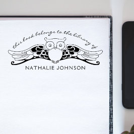 Sello De Caucho Búho Elegante Biblioteca de Decoraciones Vintage