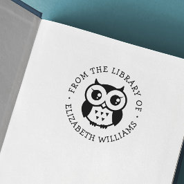 Sello De Caucho Búho mate de la biblioteca del nombre de añadir li