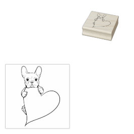 Sello De Caucho Bulldog francés con corazón