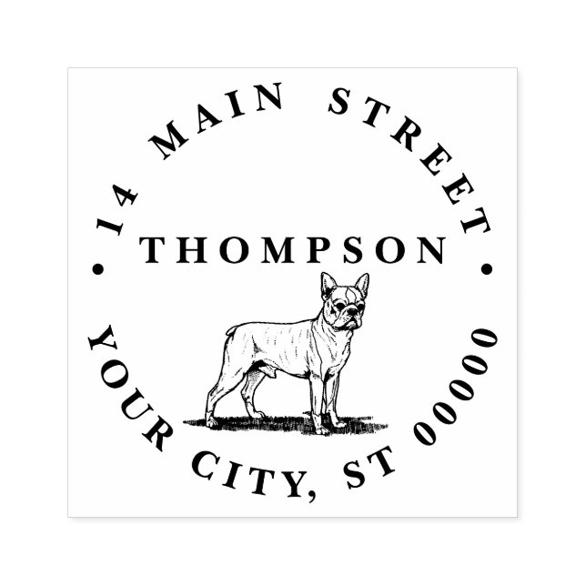 Sello De Caucho Bulldog francés con estilo de época (Impresión)