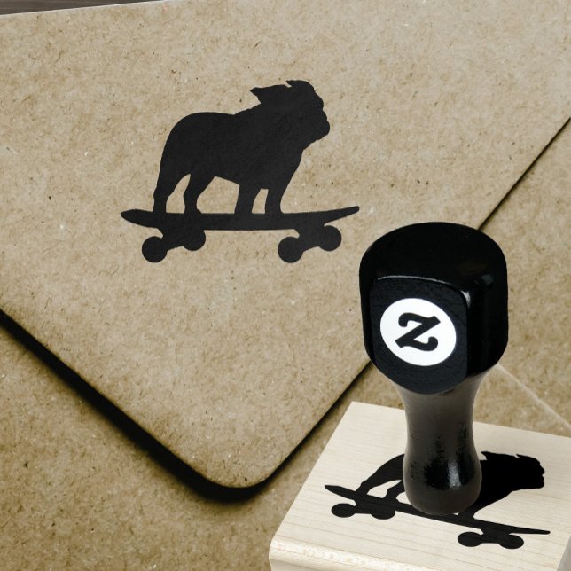 Sello De Caucho Bulldog Skateboarding Silhouette | Perro Guay (Subido por el creador)