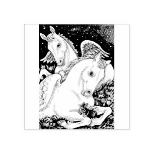 SELLO DE CAUCHO BUNNY & COLT ANGELS, WHIMSY EASTER RUBBER STAMP
