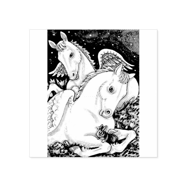 SELLO DE CAUCHO BUNNY & COLT ANGELS, WHIMSY EASTER RUBBER STAMP (Impresión)