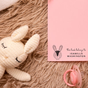 Sello De Caucho Bunny dibujado a mano Este Libro Pertenece A Nombr
