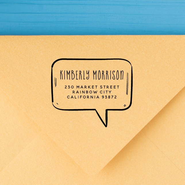 Sello De Caucho Burbuja de diálogo Nombre y dirección (Rubber Stamp Mock-up)
