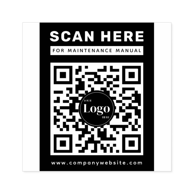 Sello De Caucho Business Logo Qr Code Scan Me Maintenance Manual (Impresión)