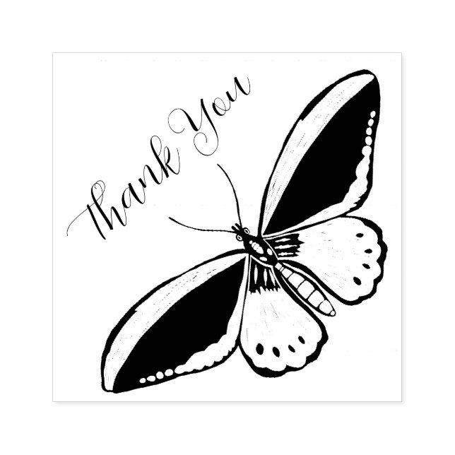Sello De Caucho Butterfly Thank You Ink Stamp  (Impresión)