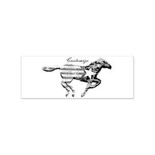 Sello De Caucho Caballo de bandera estadounidense que ejecuta Thun