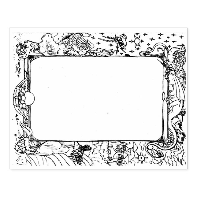 Sello De Caucho Caballo Dragón Unicornio Caja Fronteriza Decoració (Impresión)