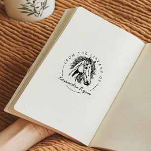 Sello De Caucho Caballo Elegante Nombre Personalizado, De la Bibli