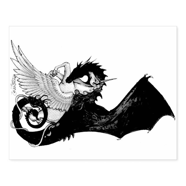 Sello De Caucho Caballo espiral de Unicorn Dragon Pegasus Pegacorn (Impresión)