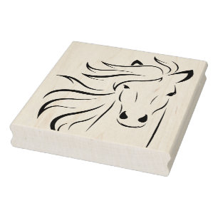 Sello De Caucho Caballo Que Fluye Mane Etch Rubber Stamp