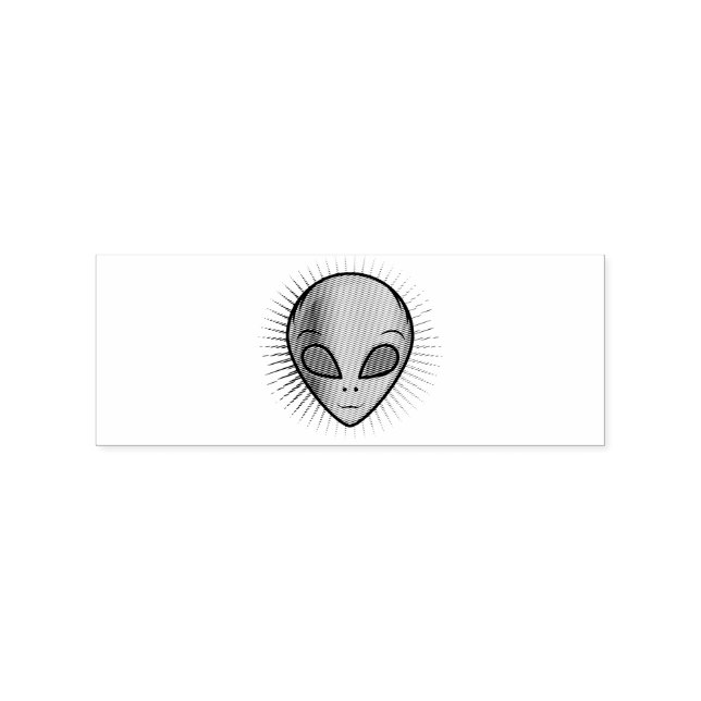 Sello De Caucho Cabeza Alien Psicodélica Cute Thunder_Cove (Impresión)