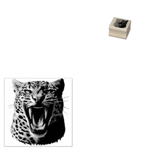 Sello De Caucho Cabeza de ataque ruidosa de leopardo