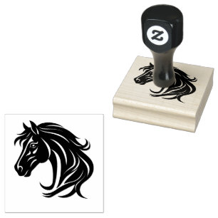 Sello De Caucho Cabeza de caballo negro magnífico