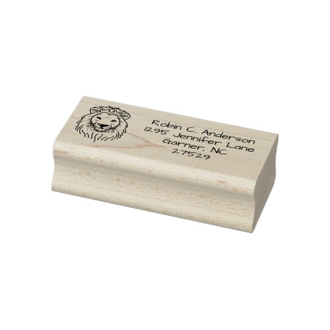 Sello De Caucho Cabeza de León de Arte de Línea Personalizada de D (Sello)