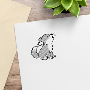Sello De Caucho Cachorro de lobo gris aullador 1x1