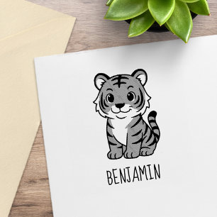 Sello De Caucho Cachorro de Tigre Lindo Nombre Personalizado