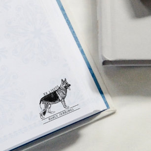 Sello De Caucho Cachorro lindo de pastor alemán Ex Libris de bibli