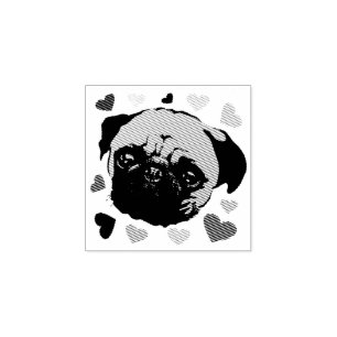Sello De Caucho Cachorro Pug PopArt Estilo Retro