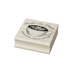 Sello De Caucho Café personalizado del corazón latente del té verd