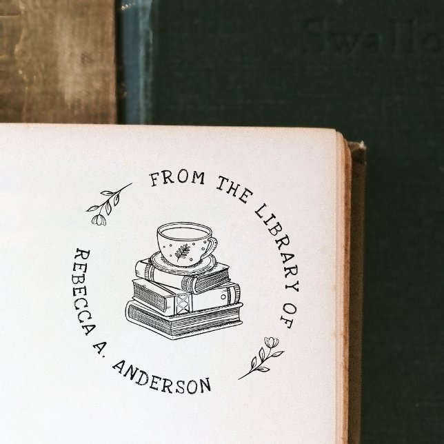Sello De Caucho Café y Libros Boho Ex Libris Biblioteca Personal (Subido por el creador)