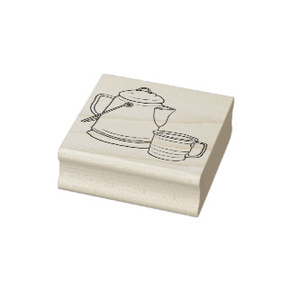 Sello De Caucho Café y Tin de Cowboy Camping