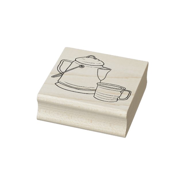 Sello De Caucho Café y Tin de Cowboy Camping (Sello)