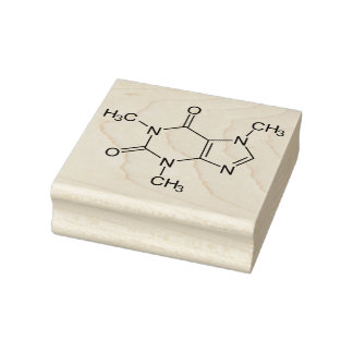 Sello De Caucho Cafeína Molécula Química Átomos de café