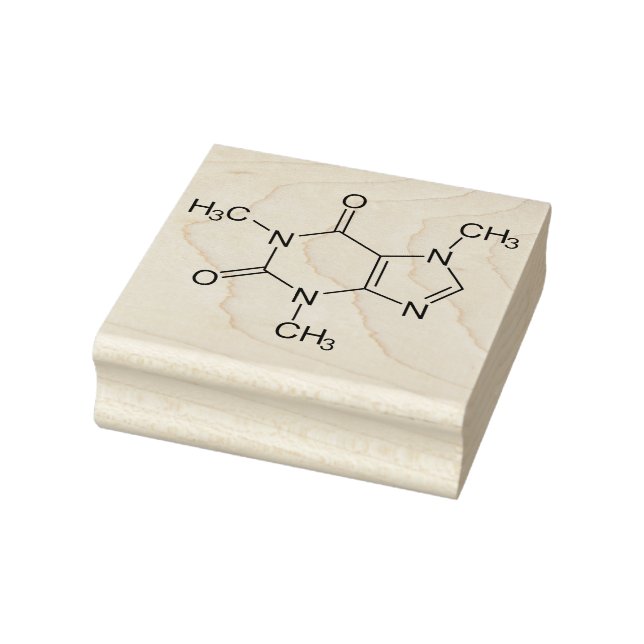 Sello De Caucho Cafeína Molécula Química Átomos de café (Sello)