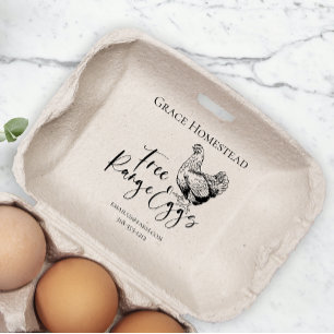 Sello De Caucho Caja de huevos de gallina linda de granja con nomb