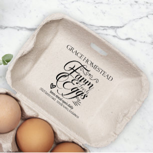 Sello De Caucho Caja de Huevos de Granja Fresca Agregar Nombre