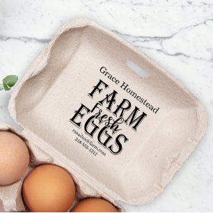 Sello De Caucho Caja de huevos frescos de granja linda Agregar nom