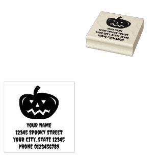 Sello De Caucho calabaza de Halloween con dirección de devolución