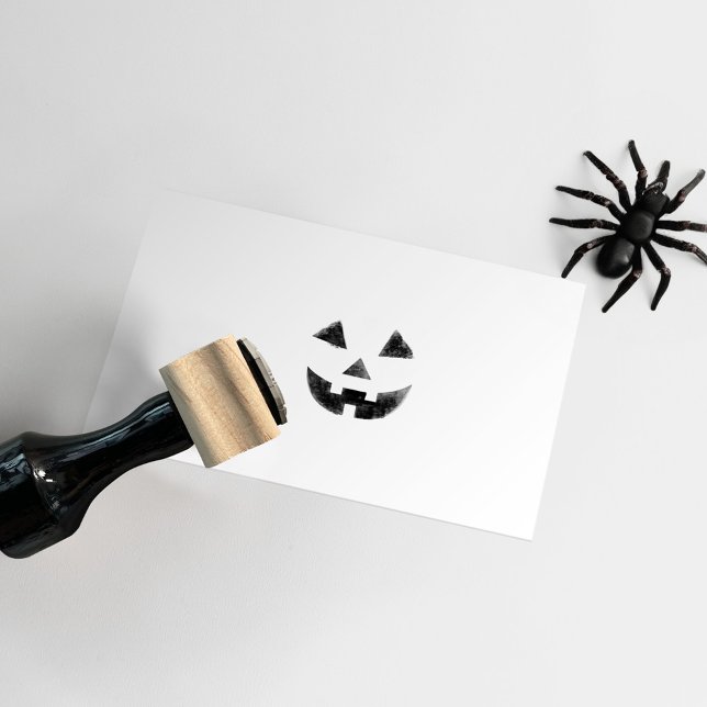 Sello De Caucho Calabaza de Halloween Jack O Lantern Cara sonrient (Halloween Pumpkin Jack O Lantern Smily Face Rubber Stamp)