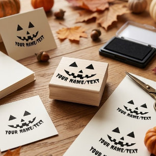Sello De Caucho Calabaza de Halloween Personalizada con Nombre en